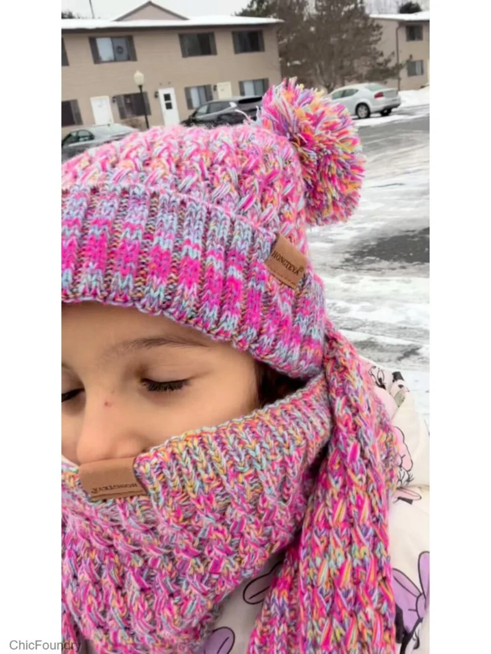 Toddler Winter Hat Scarf Glove Set with Velvet Lining Beanie